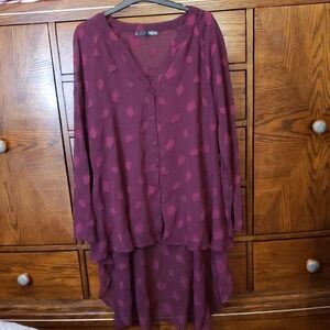 Ness Women's Burgundy Button-Down Tunic by NBS